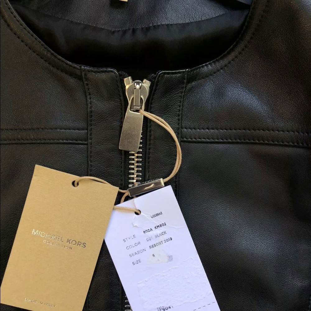 Michael Kors Collection Cropped Leather Jacket - Picture 10 of 11